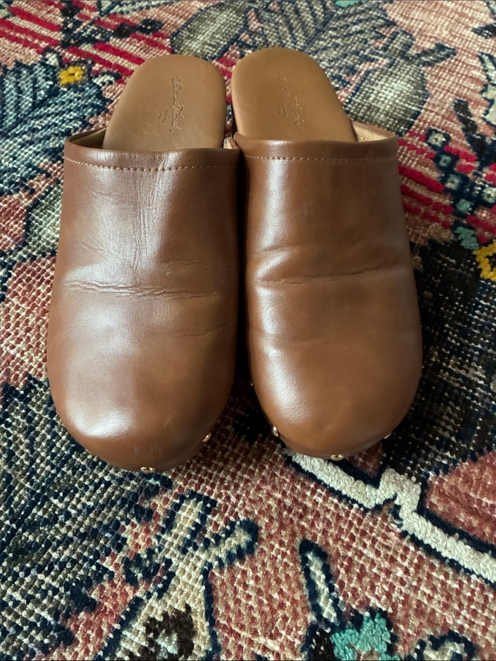 Woman’s honey  Brown Leather Clog Mules - Picture 4 of 7